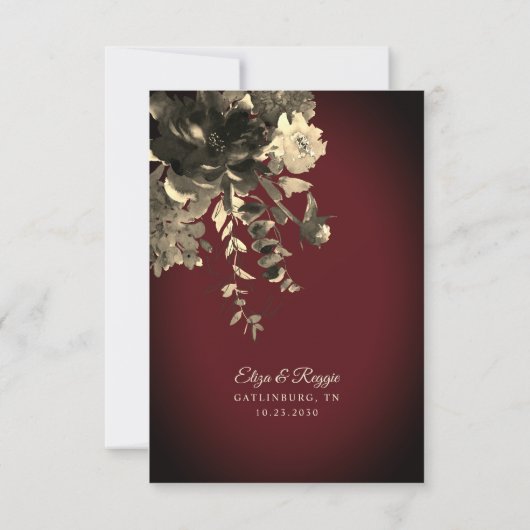 ロマンチックな焼き付結婚きラセットの応答カード 出欠カード (裏面)