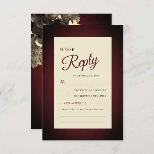 ロマンチックな焼き付結婚きラセットの応答カード 出欠カード (正面/裏面)