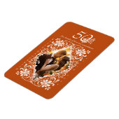 ロマンチックな焼けオレンジ50周年記念写真マグネット マグネット (左側)