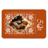 ロマンチックな焼けオレンジ50周年記念写真マグネット マグネット (横)