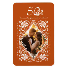 ロマンチックな焼けオレンジ50周年記念写真マグネット マグネット