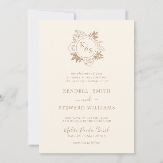 ロマンチックな熱帯の緑の結婚式の日付を保存 招待状 (正面)