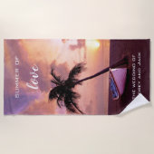 ロマンチックな熱帯ビーチサンセットタオル ビーチタオル (正面)