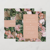 ロマンチックな熱帯フローラソフトピンクグリーン桃 (正面/裏面)