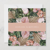 ロマンチックな熱帯フローラソフトピンクグリーン桃 (裏面)