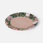 ロマンチックな熱帯フローラソフトピンクグリーン桃 ペーパープレート (アングル)