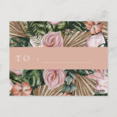 ロマンチックな熱帯フローラソフトピンクグリーン桃 ポストカード (裏面)