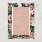 ロマンチックな熱帯フローラソフトピンクグリーン桃 ポストカード (正面)