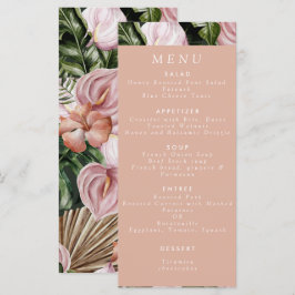 ロマンチックな熱帯フローラソフトピンクグリーン桃 メニュー
