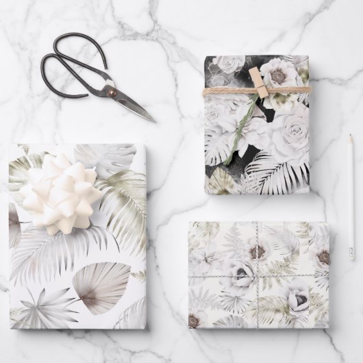 ロマンチックな熱帯フローラ包装紙シート ラッピングペーパーシート (正面)