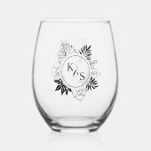 ロマンチックな熱帯結婚緑 ステムなしワイングラス (正面)