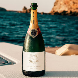 ロマンチックな熱帯結婚緑 スパークリングワインラベル