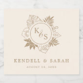 ロマンチックな熱帯結婚緑 スパークリングワインラベル (シングルラベル)