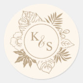 ロマンチックな熱帯結婚緑 ラウンドシール (正面)