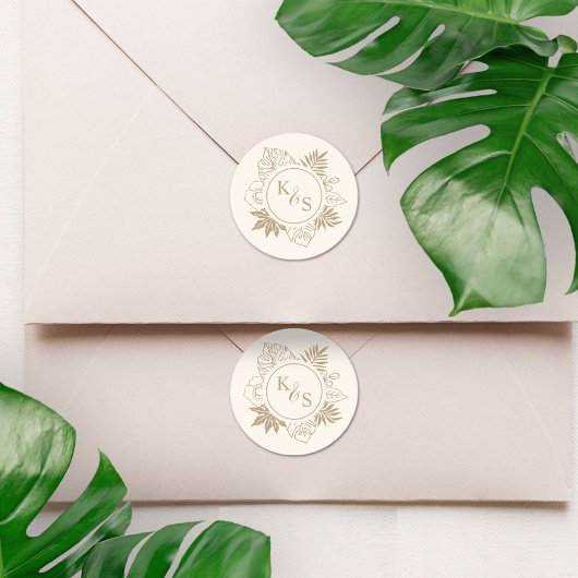 ロマンチックな熱帯結婚緑 ラウンドシール