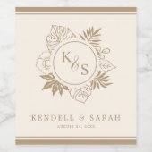 ロマンチックな熱帯結婚緑 ワインラベル (シングルラベル)