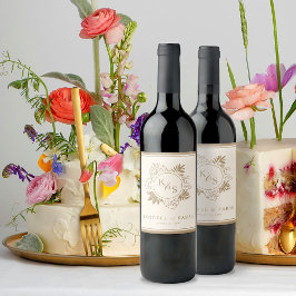 ロマンチックな熱帯結婚緑 ワインラベル