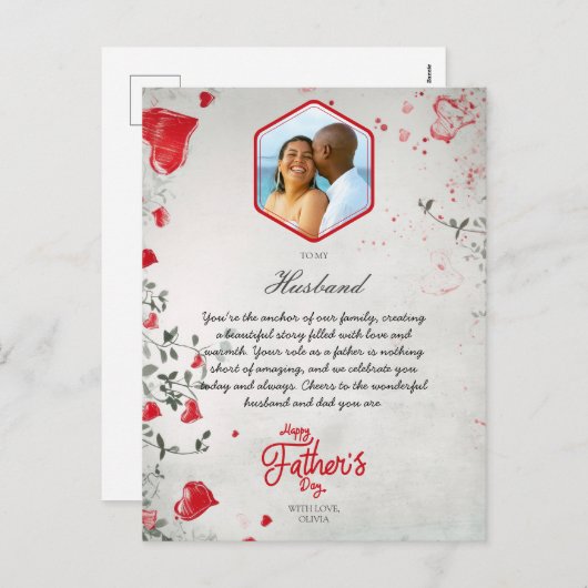 ロマンチックな父の日の夫婦撮影 シーズンポストカード (正面/裏面)