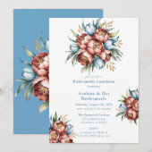 ロマンチックな牡丹とチューリップブリデスメイドランチョン 招待状 (正面/裏面)