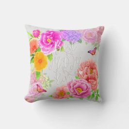 ロマンチックな牡丹のガーデン最高のマムグレー クッション