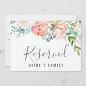ロマンチックな牡丹の花の予約サイン 招待状 (裏面)