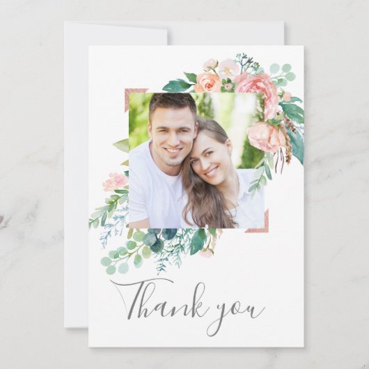 ロマンチックな牡丹の花の写真ありがとう サンキューカード (正面)