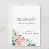 ロマンチックな牡丹の花の写真ありがとう サンキューカード (裏面)