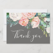 ロマンチックな牡丹の花 |グレーサンキューカード サンキューカード (正面)