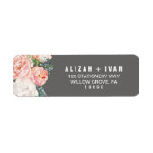 ロマンチックな牡丹の花 |グレー結婚ズ ラベル (正面)