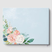 ロマンチックな牡丹の花 |ライトブルー結婚ズ ゲストブック (裏面)