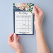 ロマンチックな牡丹の花 |青いブライダルビンゴゲーム チラシ (ハンドル)