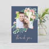 ロマンチックな牡丹の花 |青い写真サンキューカード サンキューカード (スタンド正面)