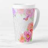 ロマンチックな牡丹ガーデングレイ最高のマム カフェラテマグ (右アングル)