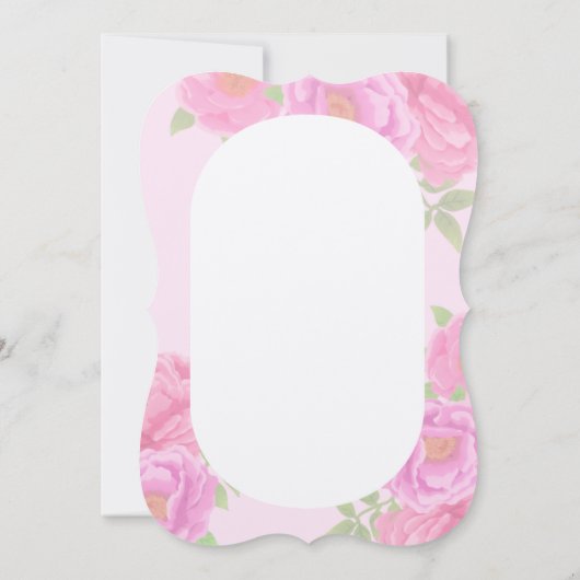 ロマンチックな牡丹ガーデンピンク最高のママ 招待状 (裏面)