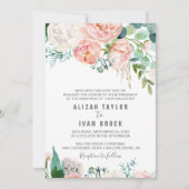 ロマンチックな牡丹フォーマルの結婚花 招待状 (正面)