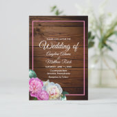 ロマンチックな牡丹フォーマルの花結婚木色 招待状 (スタンド正面)