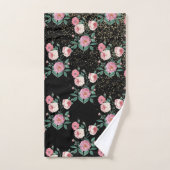 ロマンチックな牡丹フローラと金色の紙吹雪デザイン バスタオルセット (ハンドタオル)