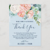 ロマンチックな牡丹ライトブルーありがとう結婚のカード ポストカード (正面)