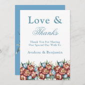 ロマンチックな牡丹結婚とチューリップのサンキューカード 招待状 (正面/裏面)