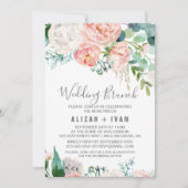 ロマンチックな牡丹結婚の花のブランチ 招待状 (正面)