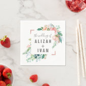 ロマンチックな牡丹結婚の花 スタンダードカクテルナプキン (インサイチュ)