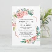 ロマンチックな牡丹結婚の花 招待状 (スタンド正面)