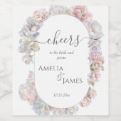 ロマンチックな牡丹結婚フローラきらめく ワインラベル (シングルラベル)