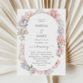 ロマンチックな牡丹結婚フローラの式プログラム 招待状