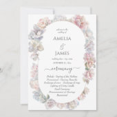 ロマンチックな牡丹結婚フローラの式プログラム 招待状 (正面)