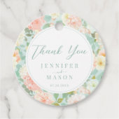 ロマンチックな牡丹結婚フローラの感謝メッセージカード フェイバータグ (正面)