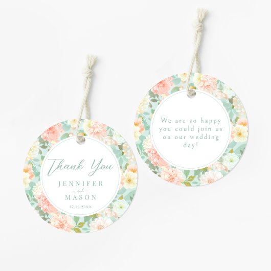 ロマンチックな牡丹結婚フローラの感謝メッセージカード フェイバータグ