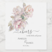 ロマンチックな牡丹結婚フローラ ワインラベル (シングルラベル)