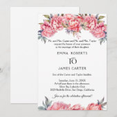 ロマンチックな牡丹結婚式招待状 招待状 (正面/裏面)