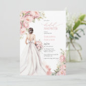 ロマンチックな牡丹赤面ピンクブライドドレス 招待状 (スタンド正面)